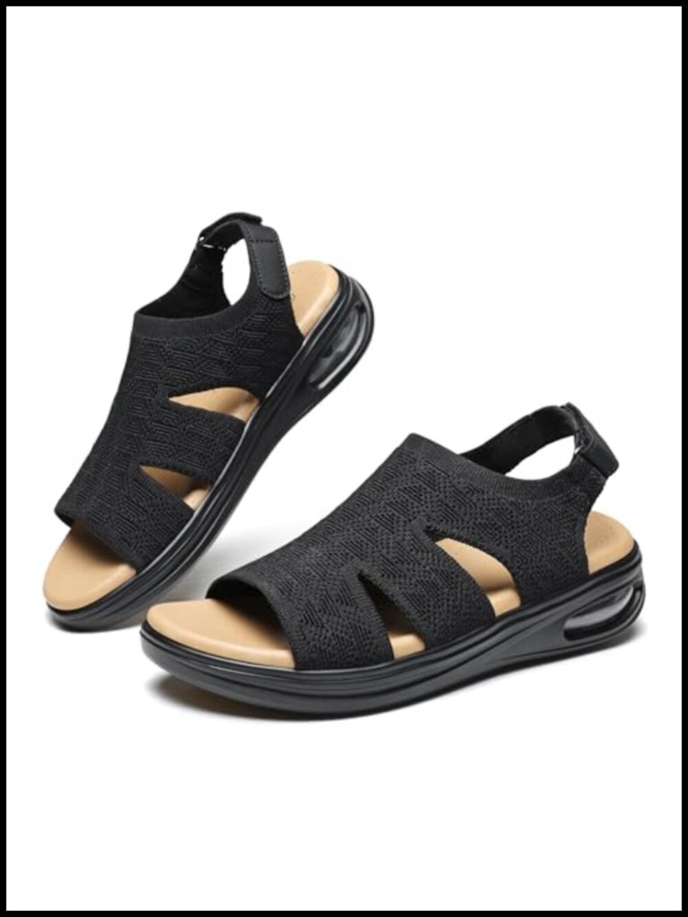 Women's Air Cushion Wedge Sandals - Non-Slip Knit Mesh Athletic Sandals, Arch